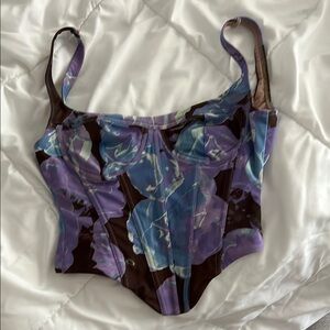 White Fox Boutique Purple Floral Crop Top